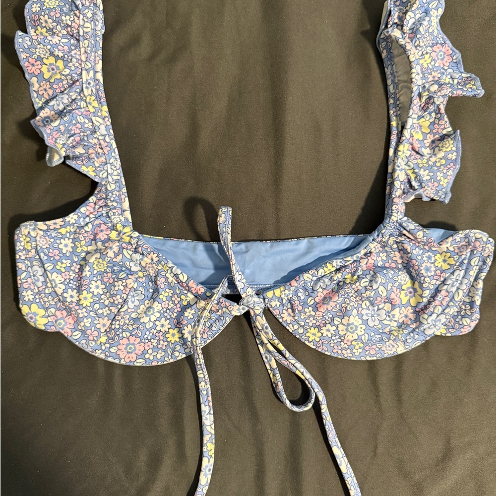 Frankie's Bikinis Floral Ruffle Bikini Top